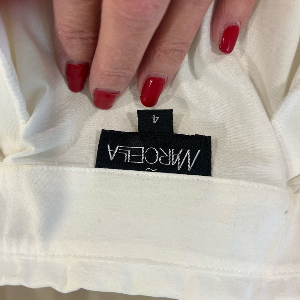 Elegant White Button Down Shirt with Black bow by Marcella NY❤️4 - Picture 10 of 14